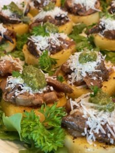 Seared Polenta with Mushrooms and Caramelized Onions